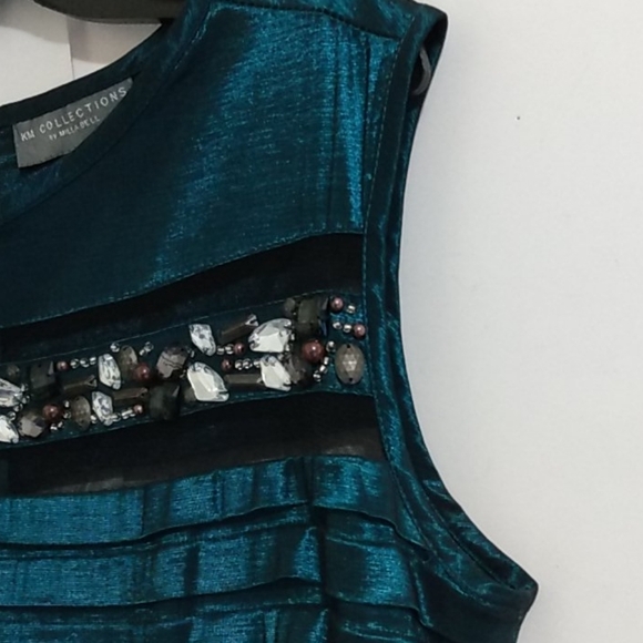 MILLA BELL JEWELED SATIN & MESH DRESS SIZE 12 - Picture 10 of 14